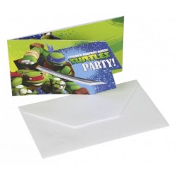 Lot de 6 Invitations Anniversaire Tortue Ninja