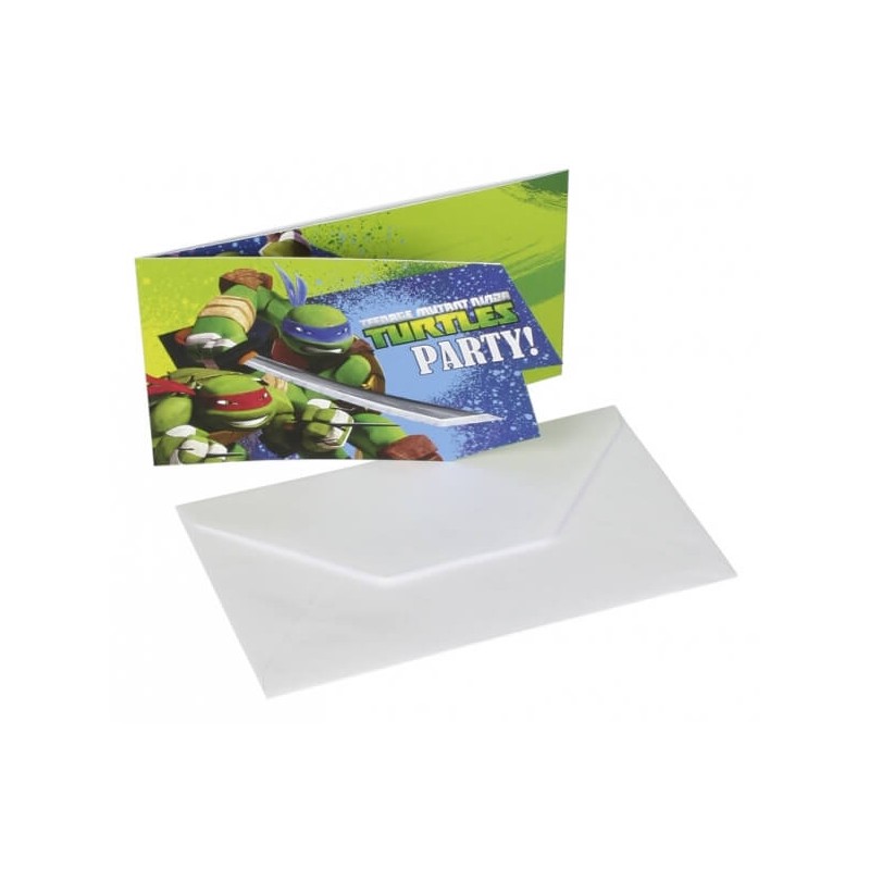 Lot de 6 Invitations Anniversaire Tortue Ninja