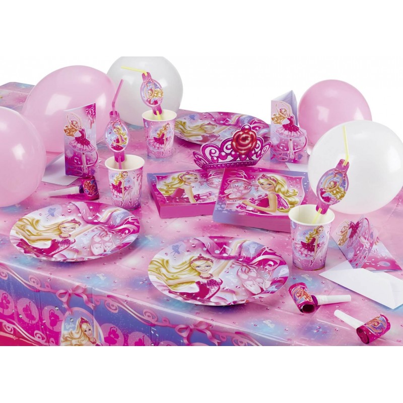 Barbie fête d'anniversaire décoration gâteau Topper vaisselle assiettes  serviettes nappe nappe bannière bruant ballon toile de fond -  France
