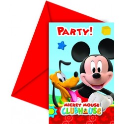 6 cartes d'invitation anniversaire Mickey avec enveloppes