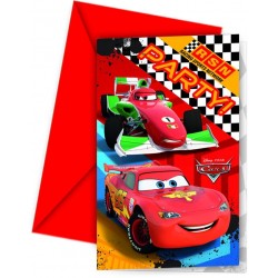 6 Invitations Anniversaire Cars