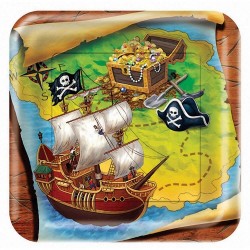8 Assiettes Pirate "carte au trésor" 