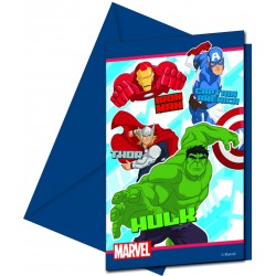 6 cartes d'Invitation Anniversaire Avengers + 6 enveloppes