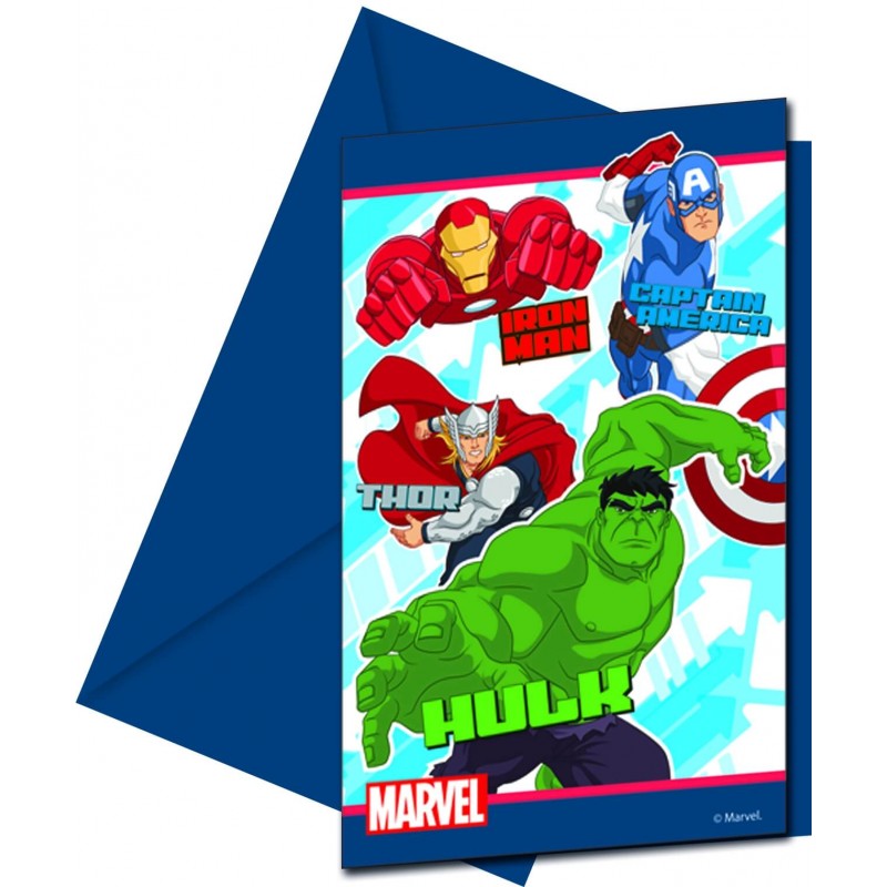 6 invitations Avengers pour l'anniversaire de votre enfant