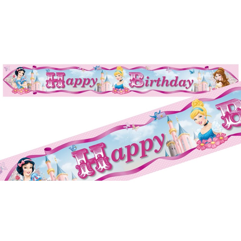 Banderole Joyeux Anniversaire Princesses Disney de 4 m pour l'anniversaire  de votre enfant