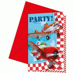 Lot de 6 cartons d'invitation Disney planes avec enveloppes