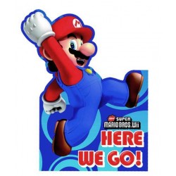 6 Invitations Mario + 6 enveloppes