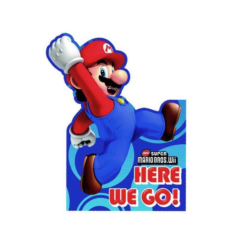 Lot de 8 invitations et enveloppes « Super Mario Bros » - Pour