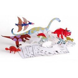 Dinodulos - 12 dinosaures en carton à assembler et à peindre