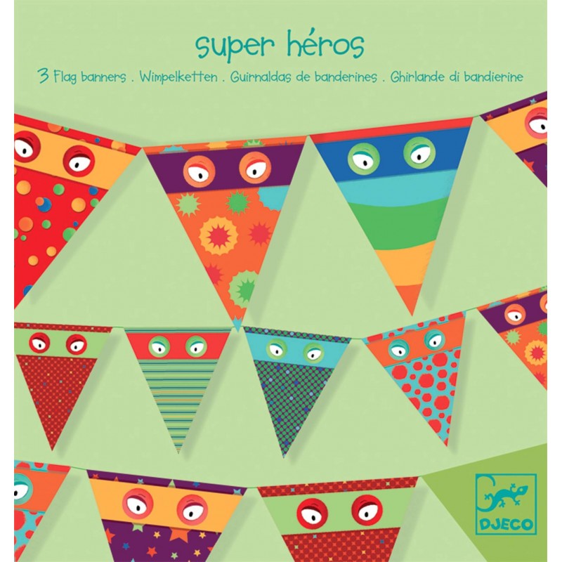 3 Guirlandes A Fanions Super Heros Djecp