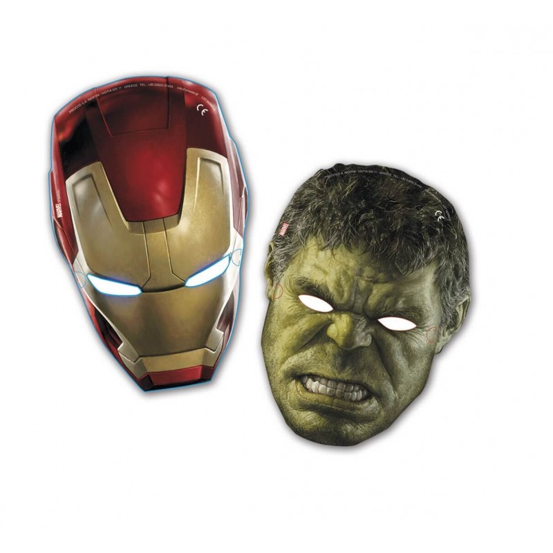 6 Masques en carton Avengers : Hulk et Iron Man 6 Masques en carton Avengers : Hulk et Iron Man