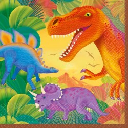 16 Serviettes en papier thème Dinosaure