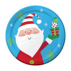 8 assiettes jetables Père Noël