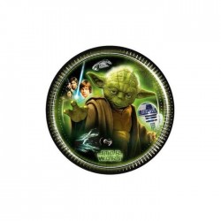 8 petites assiettes Star Wars imprimé Yoda