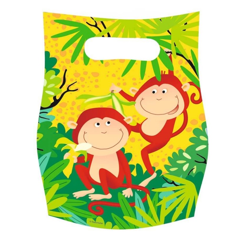 6 pochettes cadeaux animaux de la jungle