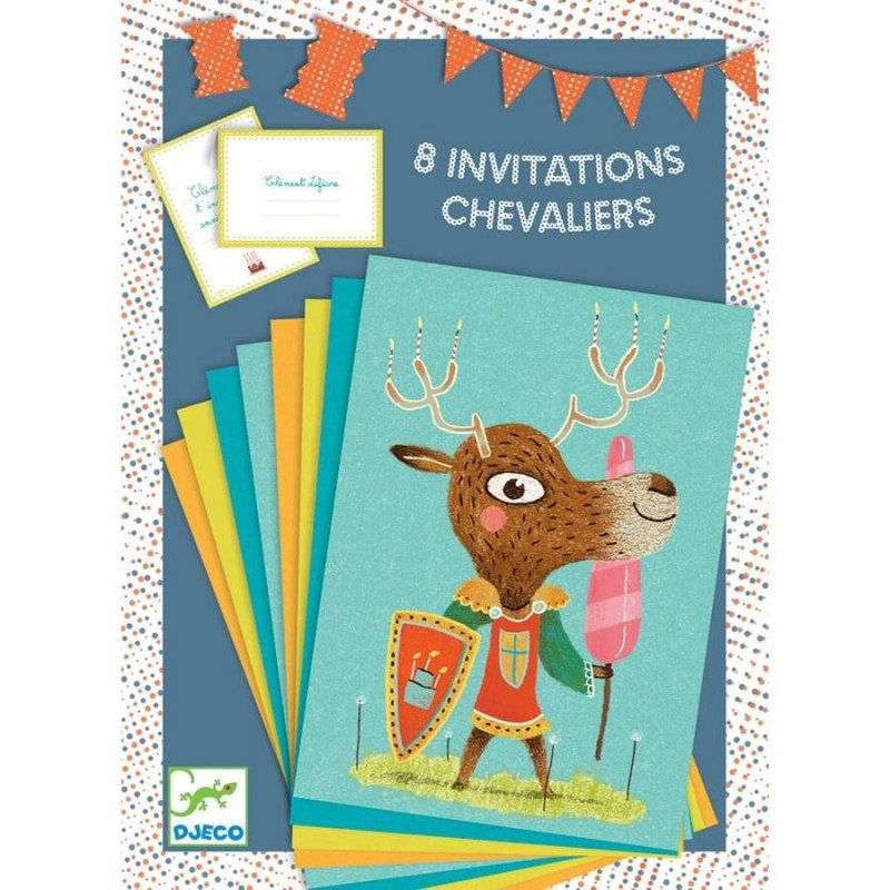 Carte invitation anniversaire chevalier ( Lot de 8 ) - Djeco