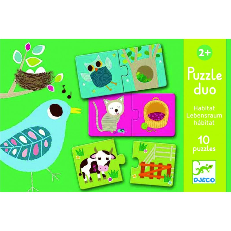 Puzzle Duo - Habitat animaux - Djeco