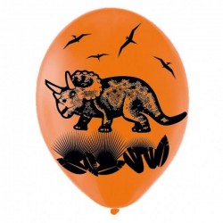 6 ballons en latex imprimés dinosaures