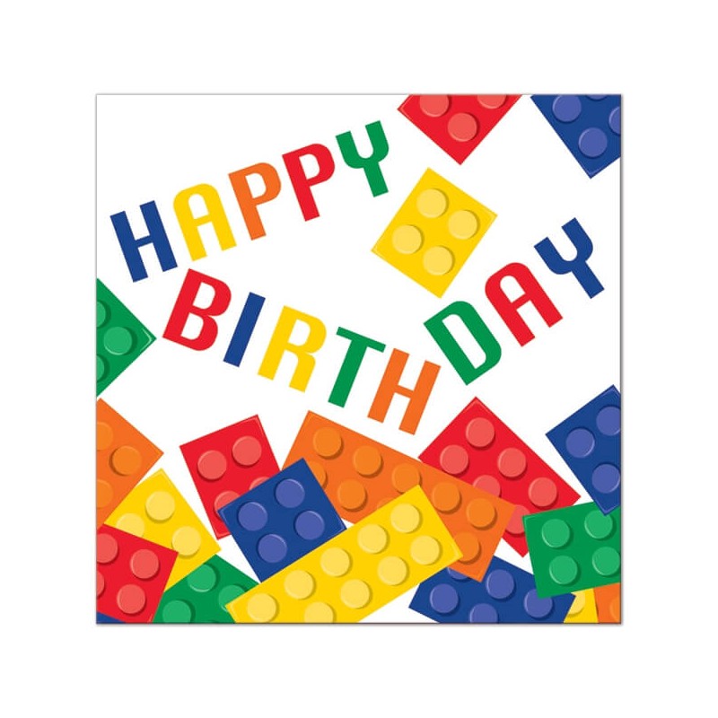 20 serviettes en papier LEGO Happy Birthday