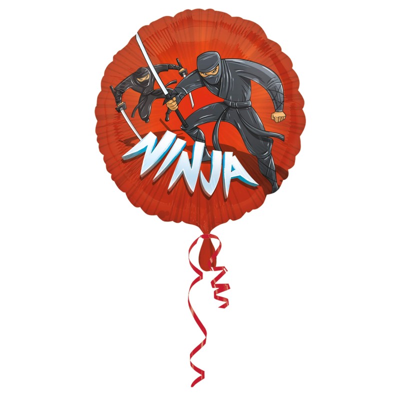 Ballon Mylar rond Ninja - 40 x 43 cm