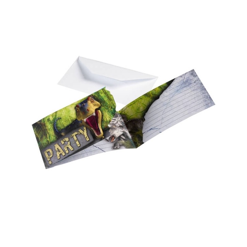 8 Cartes d'invitation Dinosaure T Rex