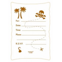 8 cartes d'invitation Pirate "carte au trésor"