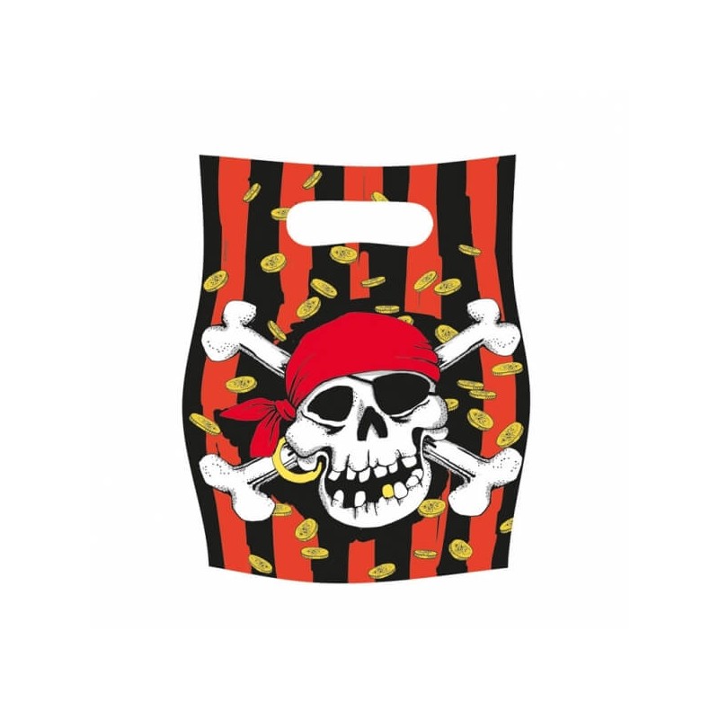 6 sacs cadeaux tete de mort Pirate