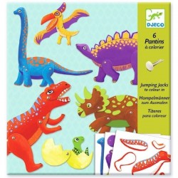 6 Pantins Dinosaures à colorier - Djeco