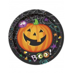 8 assiettes en carton Citrouille Halloween