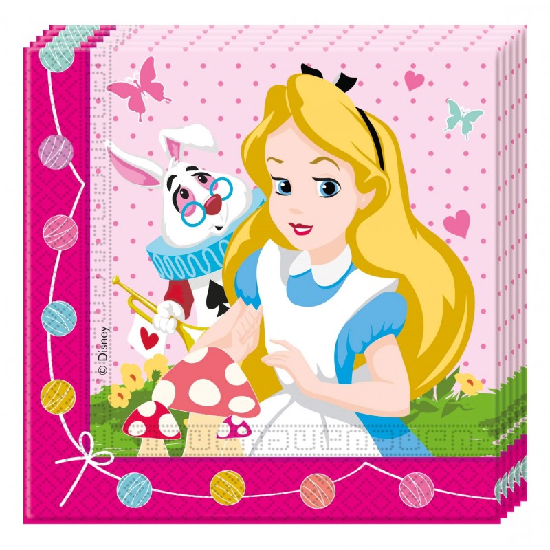 20 serviettes en papier Alice au pays des merveilles