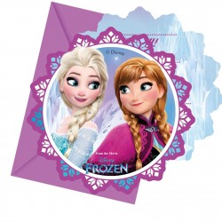 6 cartes d'invitations Reine des neiges + enveloppes