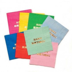 16 serviettes en papier multicolores Happy Birthday - Meri Meri