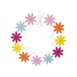 Guirlande feutrine Flocons de neige multicolores - 1,5 m