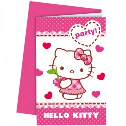 6 Invitations anniversaire Hello Kitty