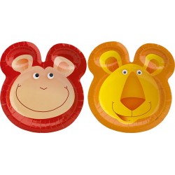 6 assiettes en carton Safari - Lion et Singe