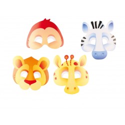 8 masques en carton Animaux de la Jungle