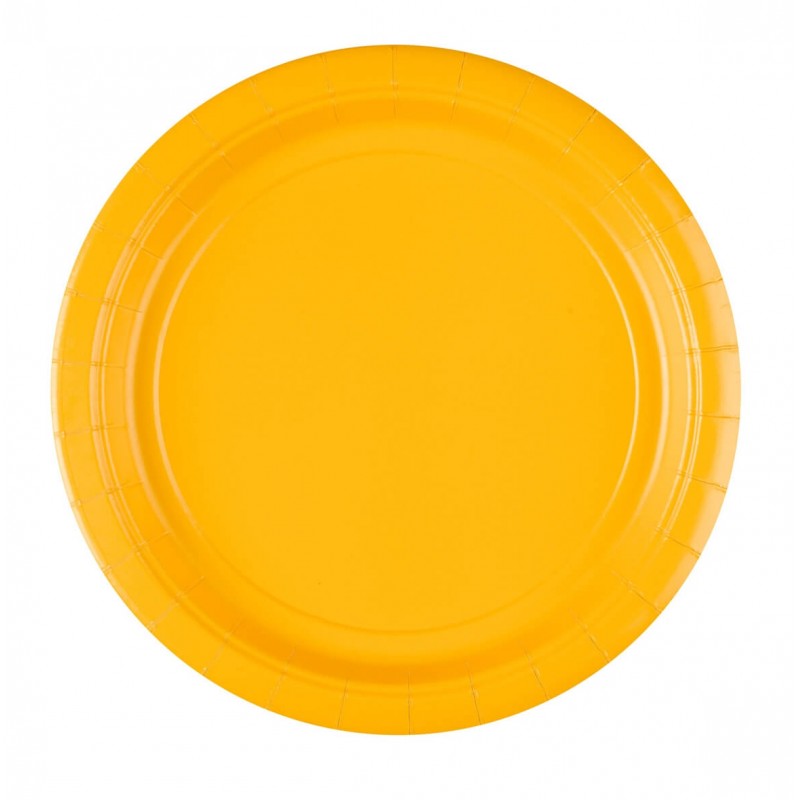 Lot de 8 Assiette jetable jaune pas cher