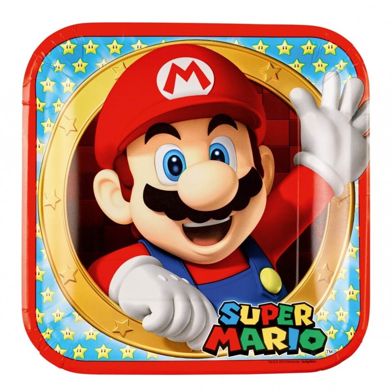8 Assiettes en carton Super Mario