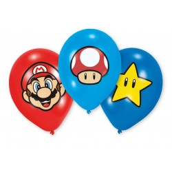 6 ballons Super Mario en latex 4 couleurs