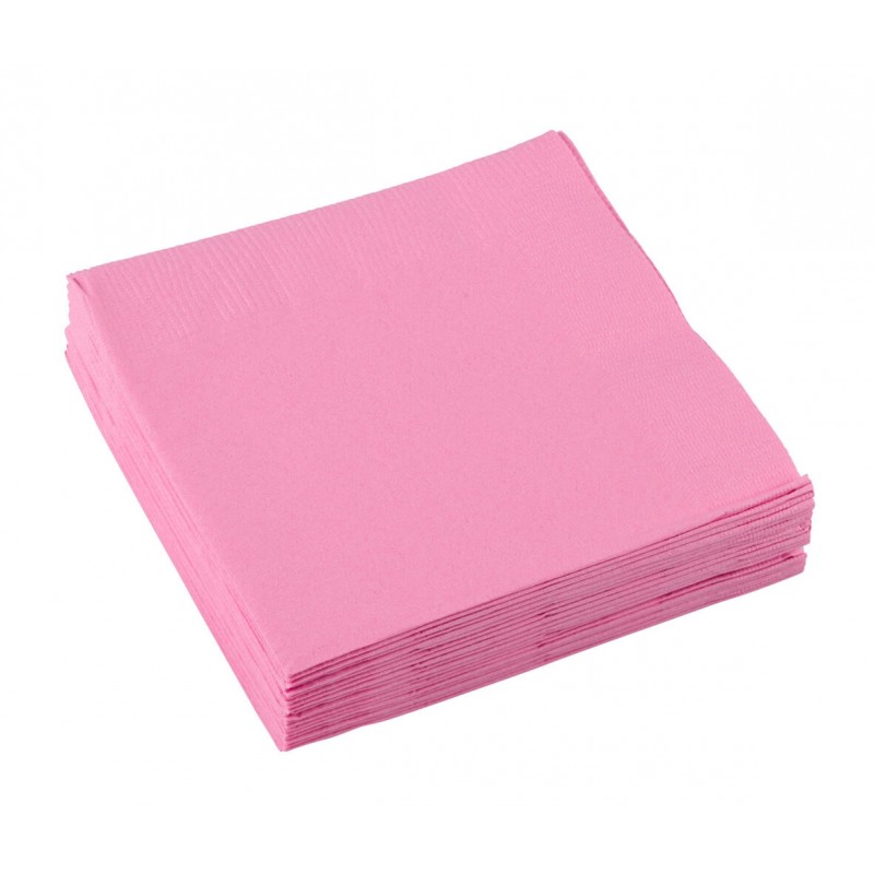20 serviettes en papier rose 33 x 33 cm
