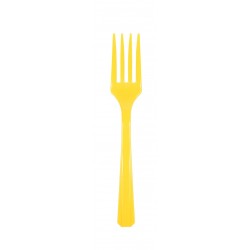 10 fourchettes jaunes en plastique