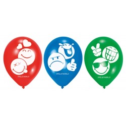 6 ballons emoji en latex 28 cm