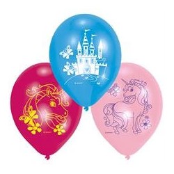 6 ballons latex Licorne 23 cm