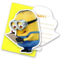 Lot de 6 cartes d'invitation Les Minions