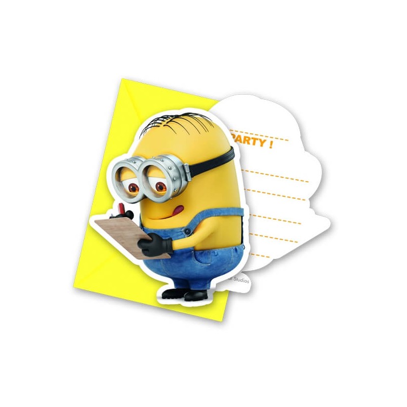 Lot de 6 cartes d'invitation Les Minions