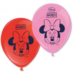 Lot de 8 Ballons en Latex Minnie Rouge et Rose 28 cm