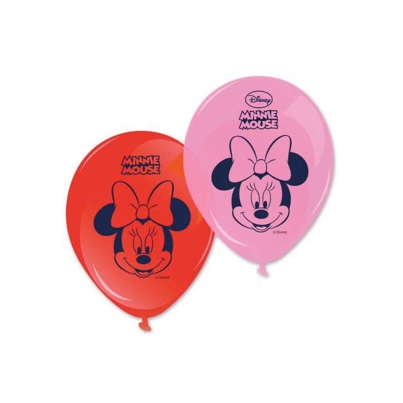 Lot de 8 Ballons en Latex Minnie Rouge et Rose 28 cm