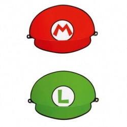 8 casquettes en carton Mario et Luigi