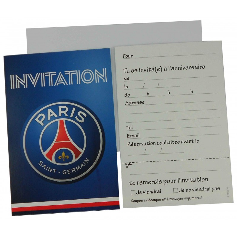 6 invitations anniversaire PSG Foot