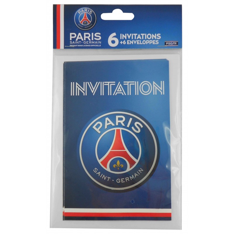 6 Cartes d'invitation + 6 enveloppes PSG